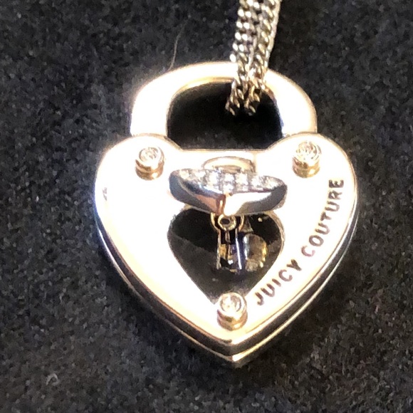 VINTAGE 2000 JUICY COUTURE SILVER HEART KEY PADLOCK PENDANT NECKLACE . - Picture 5 of 10